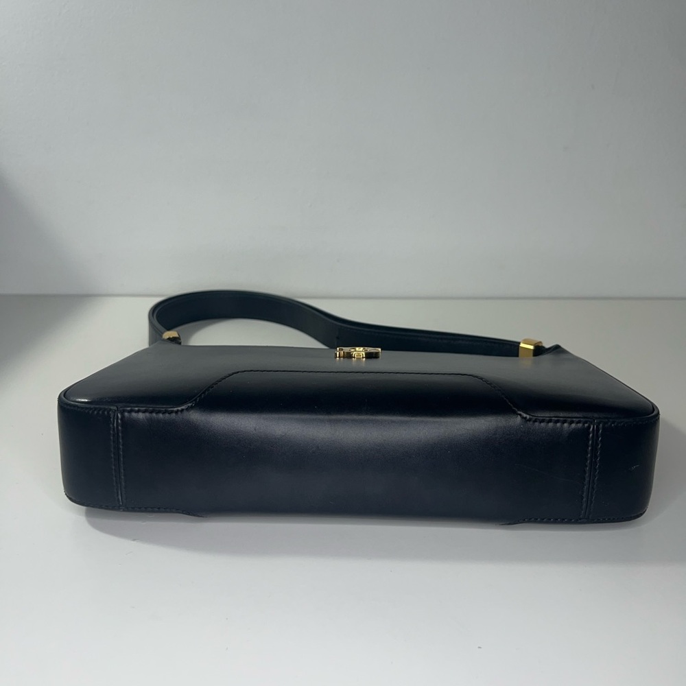 Burberry Black Leather TB Monogram Shoulder Bag Purse - Picture 14 of 14
